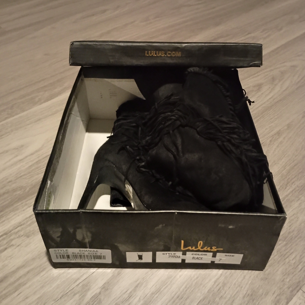 Lulu's Black Fringe Knee-High Boots - Picture 14 of 14